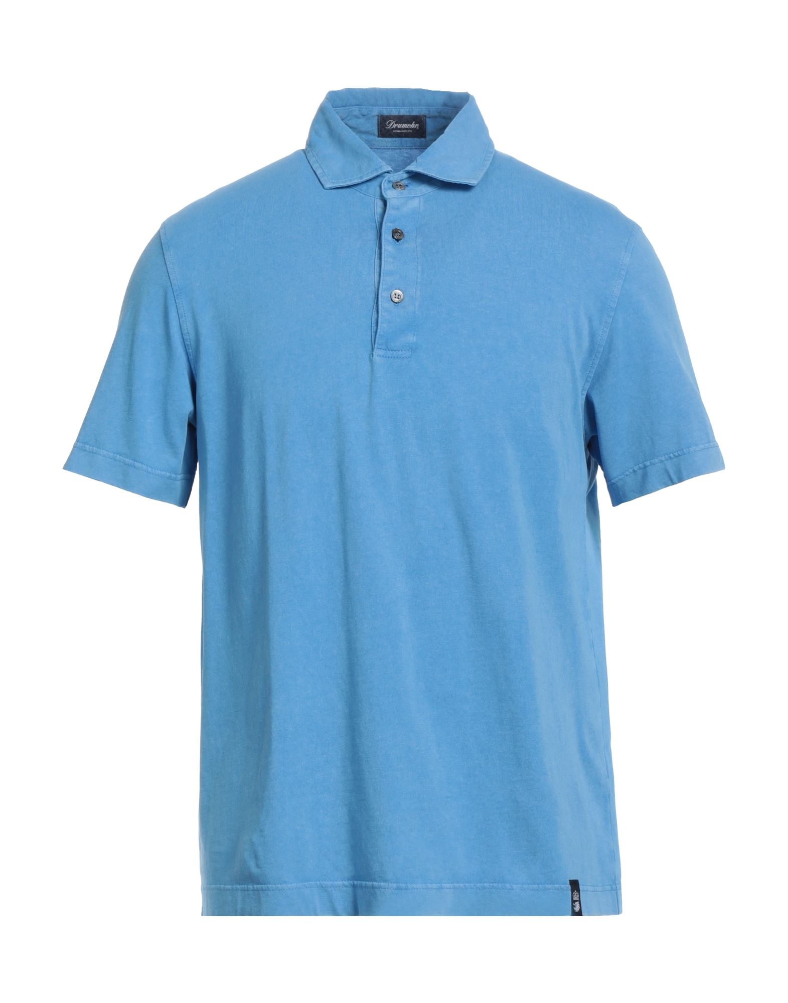 Shop Drumohr Man Polo Shirt Azure Size M Cotton In Blue