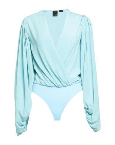 Pinko Woman Bodysuit Sky Blue Size 4 Acetate, Silk, Polyamide, Elastane