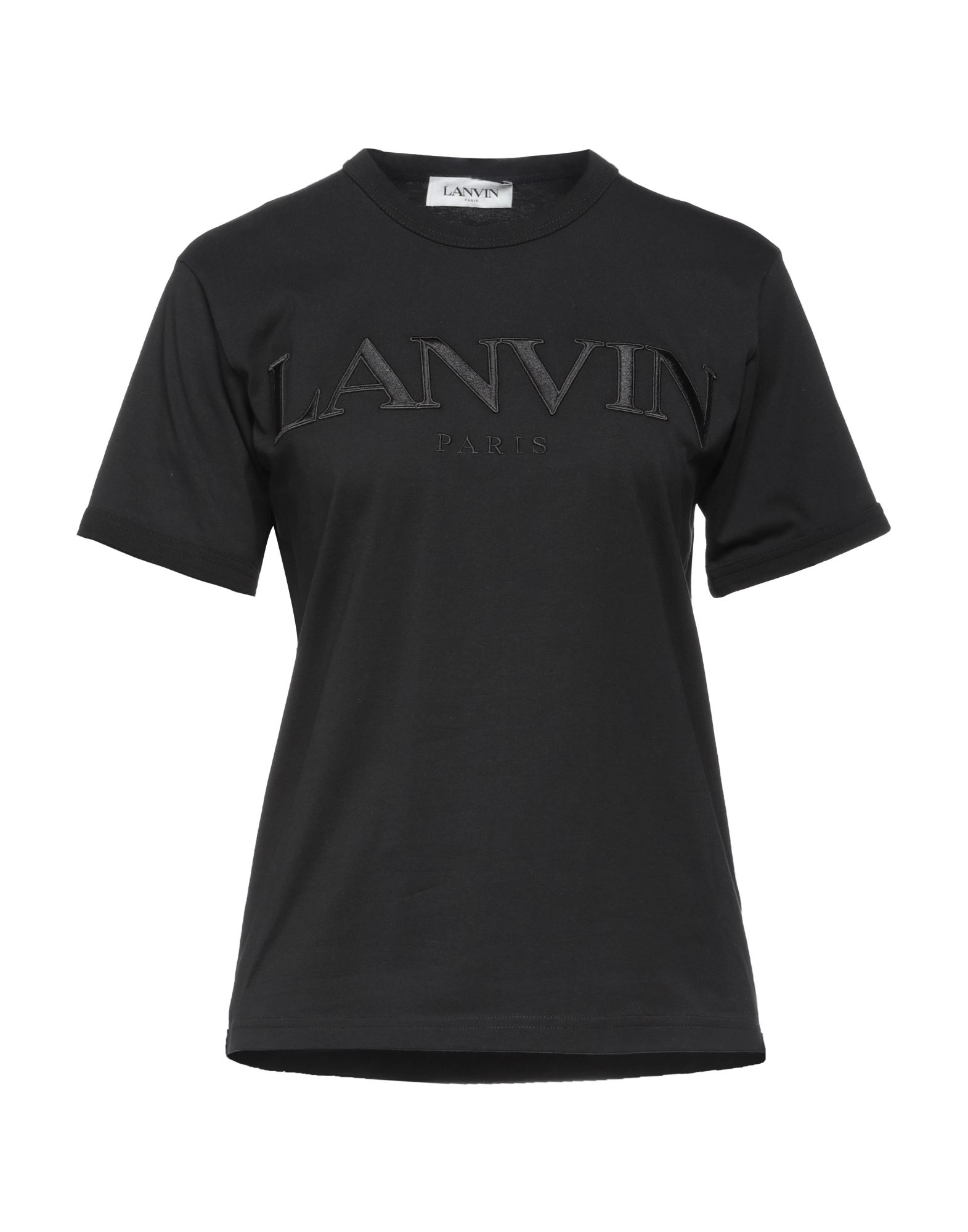Lanvin Black Short-sleeved T-shirt With Embossed Logo In Black