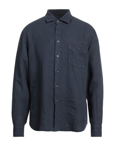 120% Man Shirt Navy Blue Size L Linen