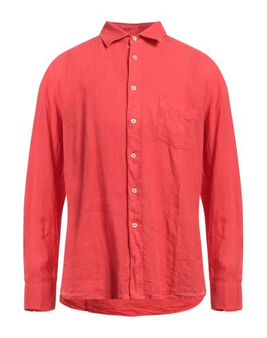 120% Man Shirt Red Size S Linen
