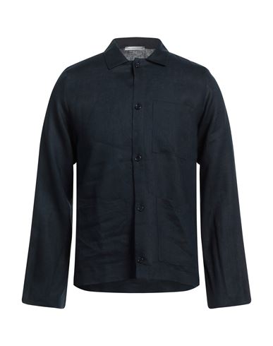 Grey Daniele Alessandrini Man Shirt Midnight Blue Size M Linen