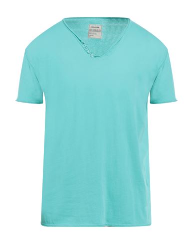 Zadig & Voltaire Man T-shirt Turquoise Size Xs Cotton In Blue