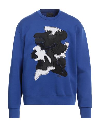Shop Emporio Armani Man Sweatshirt Blue Size L Cotton, Polyester, Elastane, Polyamide