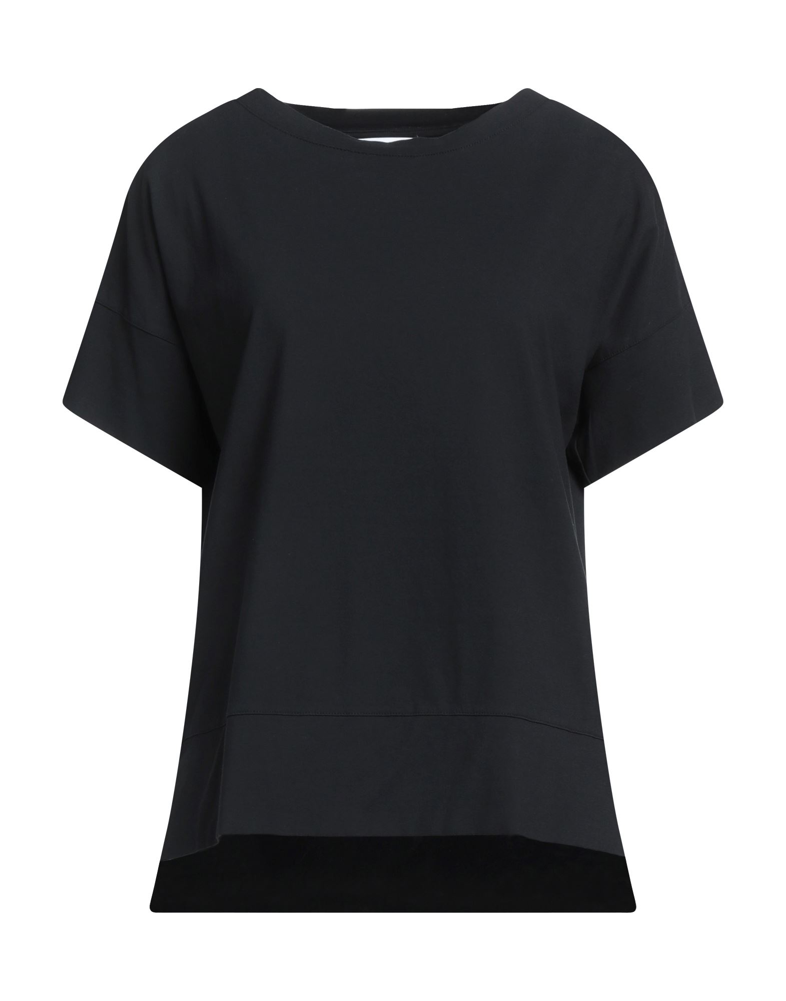 Alpha Studio Woman T-shirt Black Size 2 Cotton, Elastane