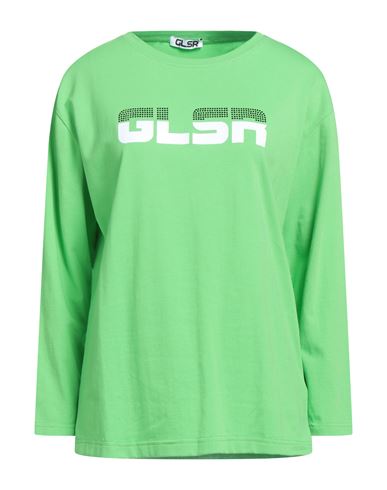 Glsr Woman T-shirt Green Size M Cotton, Lycra