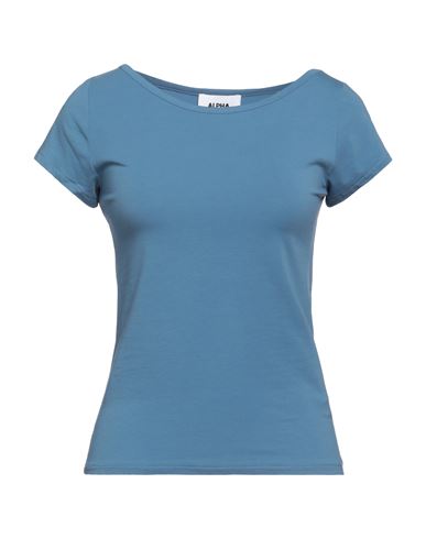 ALPHA STUDIO ALPHA STUDIO WOMAN T-SHIRT PASTEL BLUE SIZE 6 COTTON, ELASTANE