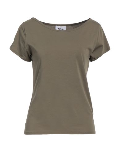 Alpha Studio Woman T-shirt Military Green Size 10 Cotton, Elastane