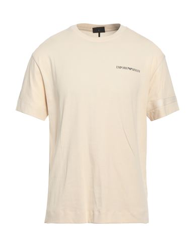 Emporio Armani Man T-shirt Cream Size Xl Cotton In White