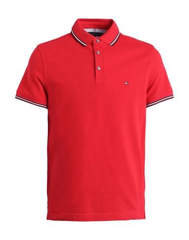 Tommy Hilfiger Man Polo Shirt Red Size S Cotton, Elastane