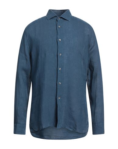 120% Man Shirt Midnight Blue Size Xs Linen