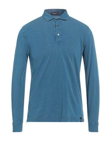 Drumohr Man Polo Shirt Slate Blue Size S Cotton
