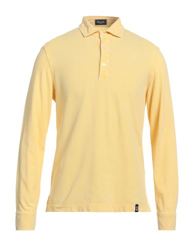 Drumohr Man Polo Shirt Yellow Size M Cotton