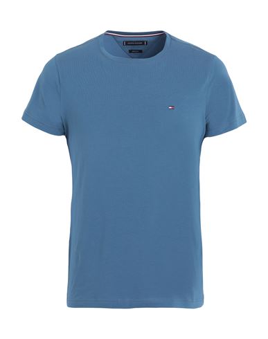 Tommy Hilfiger Man T-shirt Slate Blue Size S Cotton, Elastane