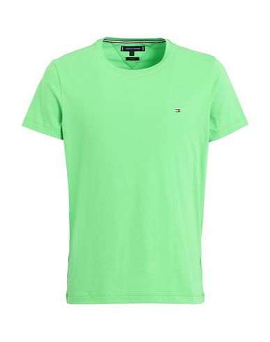 Tommy Hilfiger Man T-shirt Green Size S Cotton, Elastane