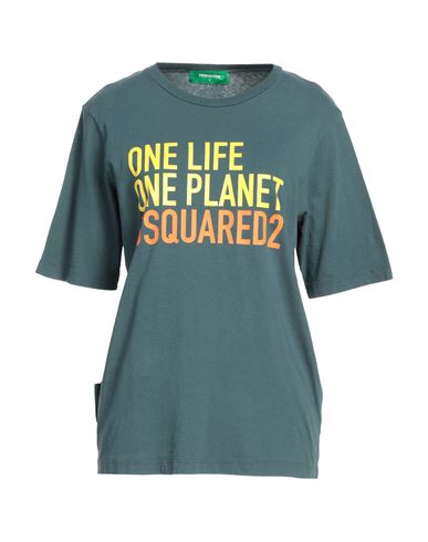Dsquared2 Woman T-shirt Deep Jade Size L Cotton In Green