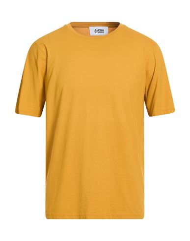Alpha Studio Man T-shirt Marigold Size 46 Cotton, Elastane In Yellow