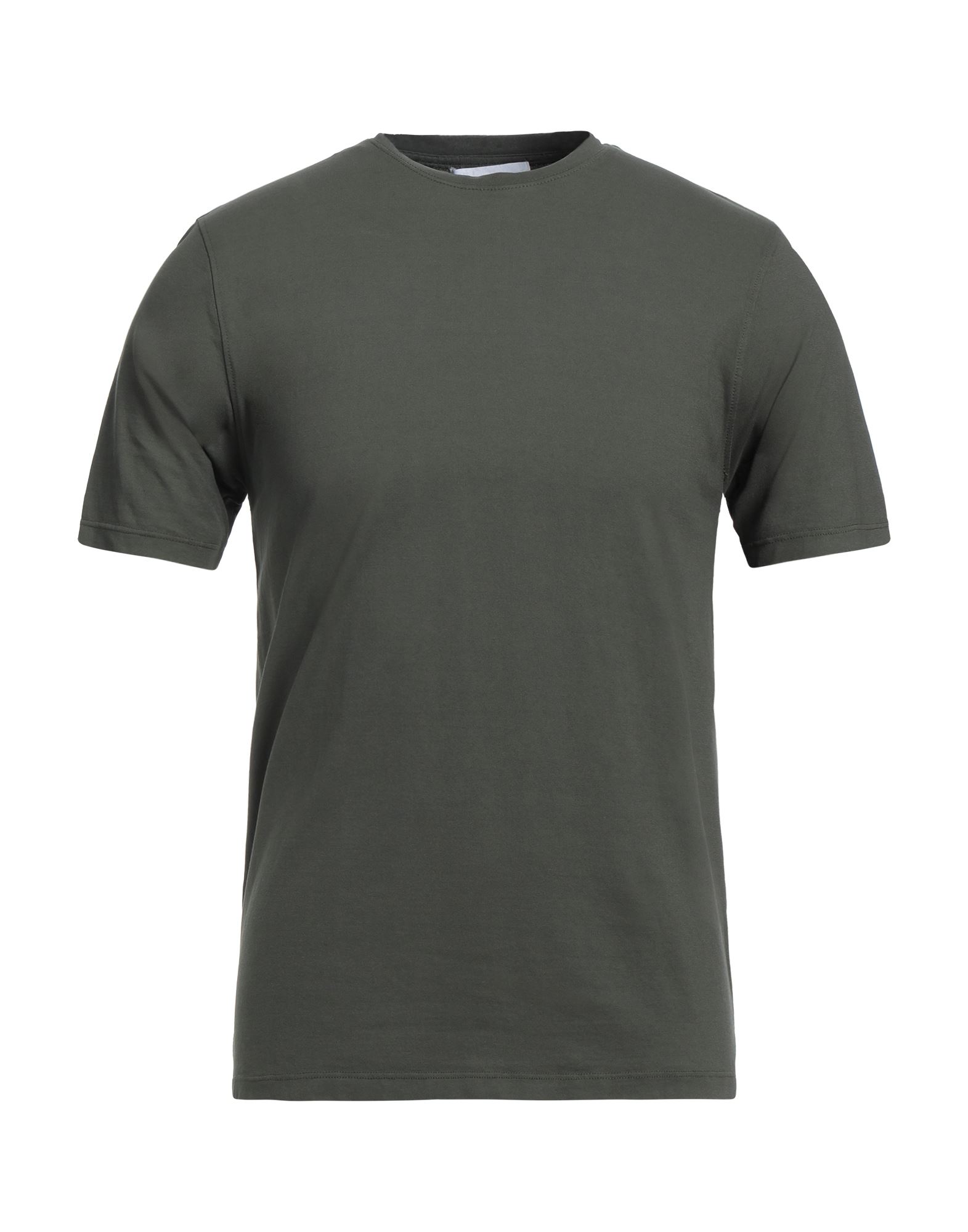 Shop Alpha Studio Man T-shirt Dark Green Size 48 Cotton, Elastane