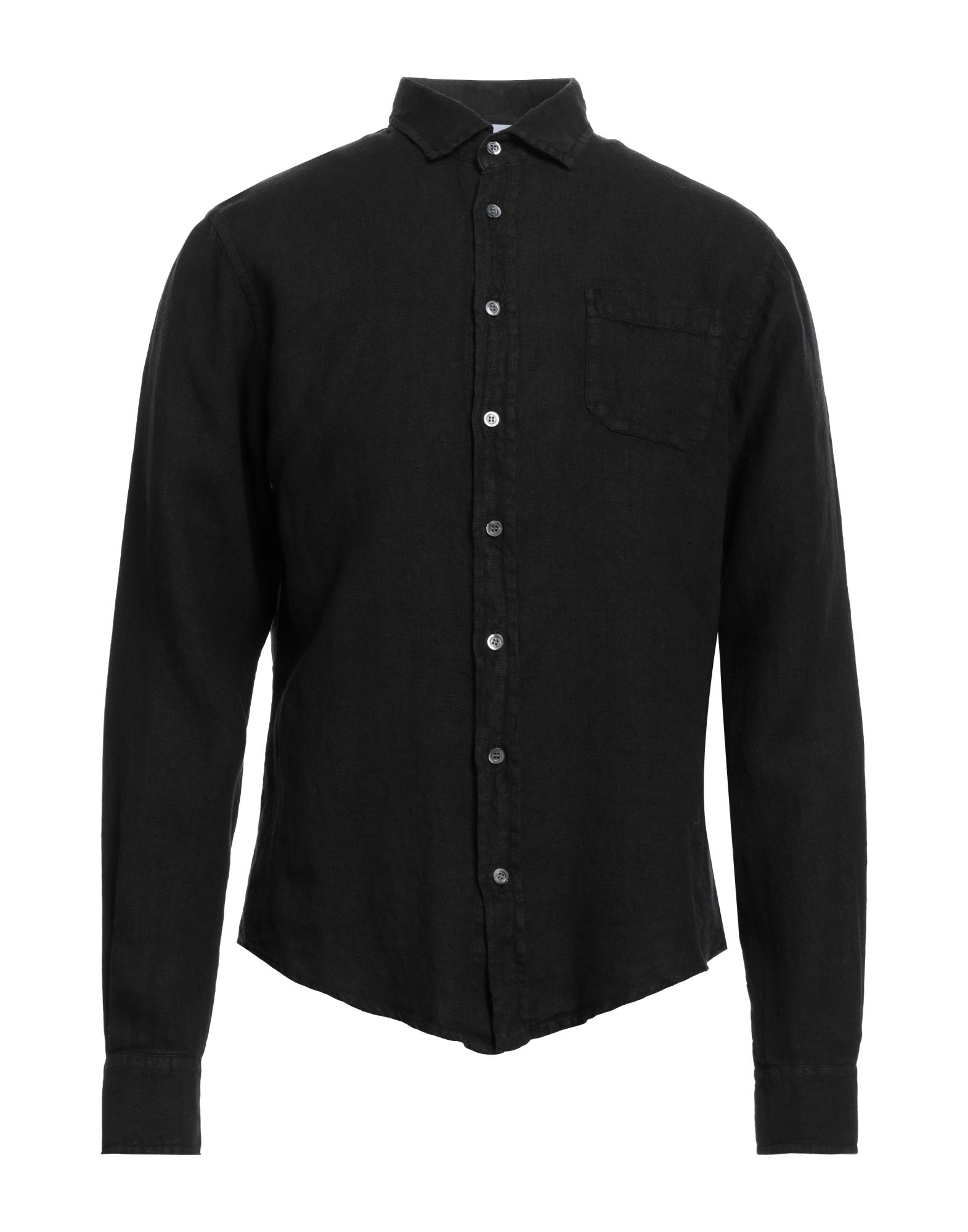 Shop Alpha Studio Man Shirt Black Size 46 Linen