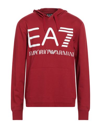 Ea7 Man Sweatshirt Burgundy Size Xl Cotton In Red