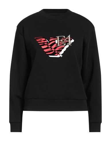 Emporio Armani Woman Sweatshirt Black Size M Cotton, Polyester, Elastane