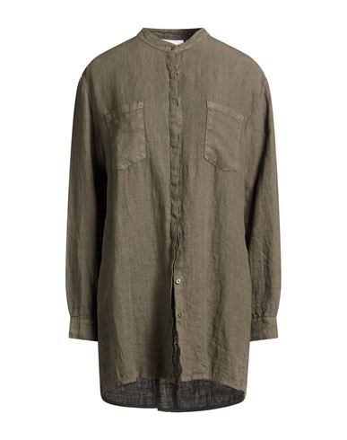 Alpha Studio Woman Shirt Military Green Size 10 Linen
