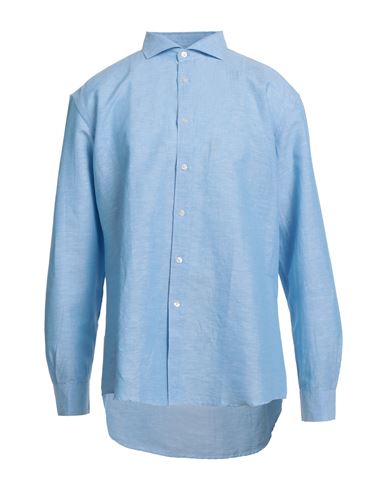 Grey Daniele Alessandrini Man Shirt Sky Blue Size 17 ½ Linen, Cotton