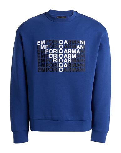Emporio Armani Man Sweatshirt Blue Size L Cotton, Polyester, Elastane