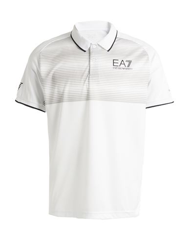 Ea7 Man Polo Shirt White Size M Polyester