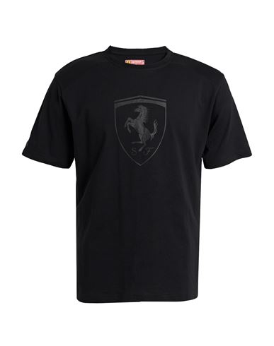 Scuderia Ferrari Man T-shirt Black Size Xl Cotton In Black