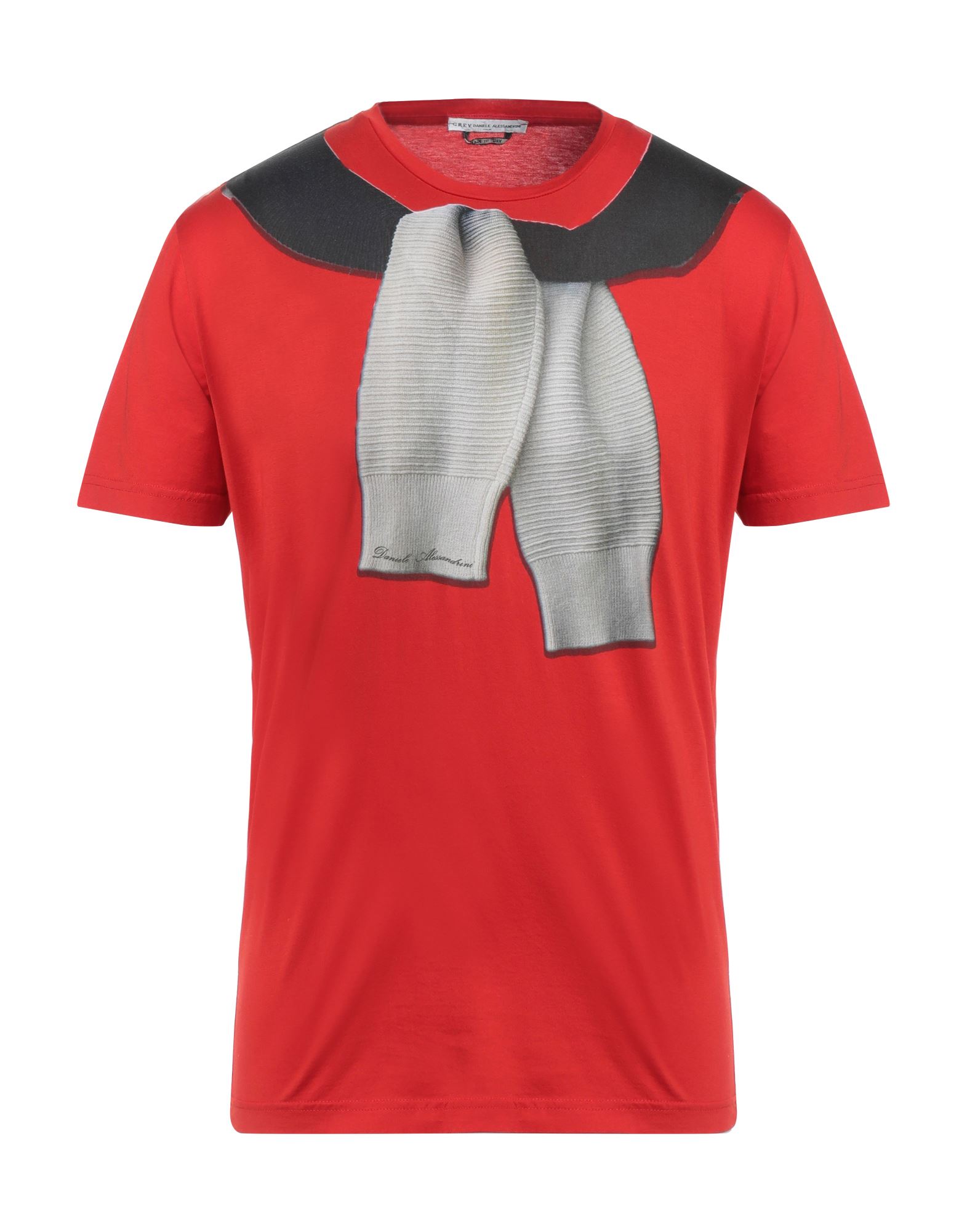 Grey Daniele Alessandrini T-shirts In Tomato Red