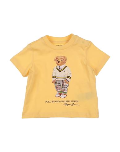 Polo Ralph Lauren Babies'  Polo Bear Cotton Coverall Newborn Boy T-shirt Yellow Size 3 Cotton