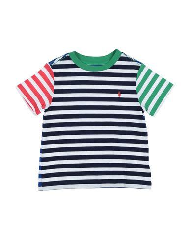 Polo Ralph Lauren Babies'  Striped Cotton Jersey Tee Toddler Boy T-shirt Midnight Blue Size 4 Cotton