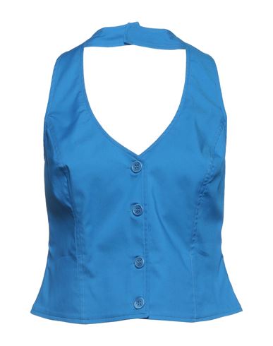 Hanita Woman Top Azure Size M Cotton, Nylon, Elastane In Blue