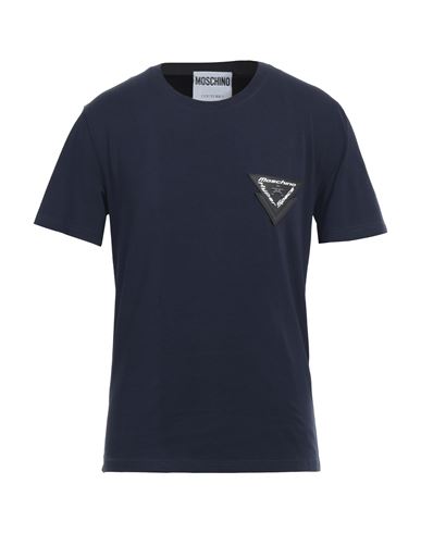 Moschino Man T-shirt Navy Blue Size 44 Cotton, Elastane