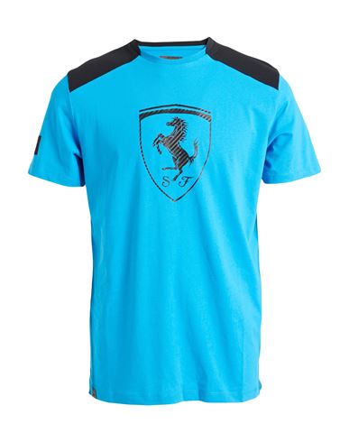 Scuderia Ferrari Man T-shirt Azure Size L Cotton In Blue