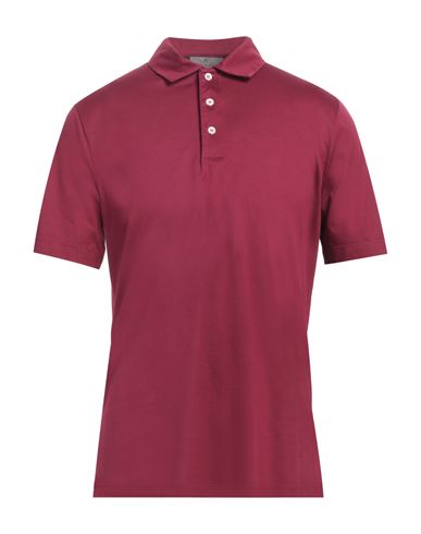 Shop Canali Man Polo Shirt Garnet Size 48 Cotton In Red