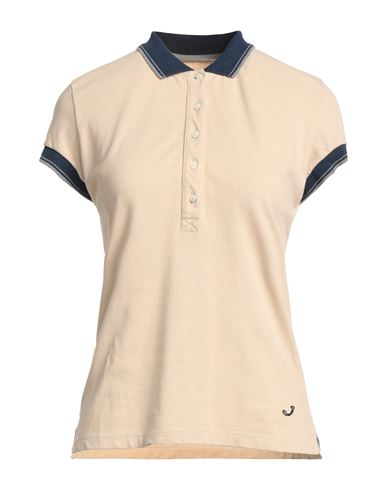 Jacob Cohёn Woman Polo Shirt Beige Size Xl Cotton, Elastane