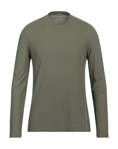 Zanone Man T-shirt Military Green Size 48 Cotton