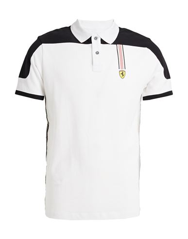 Scuderia Ferrari Man Polo Shirt White Size M Cotton