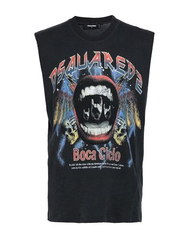 Dsquared2 Man T-shirt Black Size M Cotton, Viscose In Black