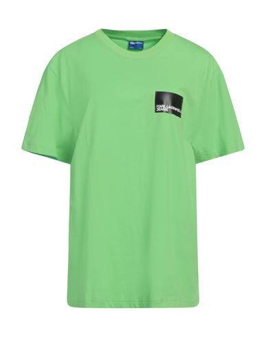 Karl Lagerfeld Jeans Klj Regular Sslv Logo Tee Woman T-shirt Lime Green Size L Organic Cotton In Green