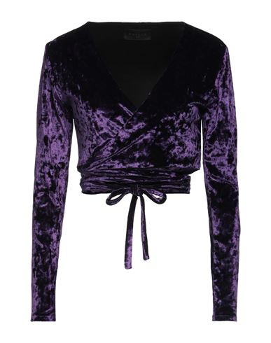 Gaelle Paris Gaëlle Paris Woman Wrap Cardigans Dark Purple Size 4 Polyester, Elastic Fibres