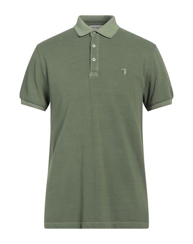 Trussardi Man Polo Shirt Military Green Size M Cotton