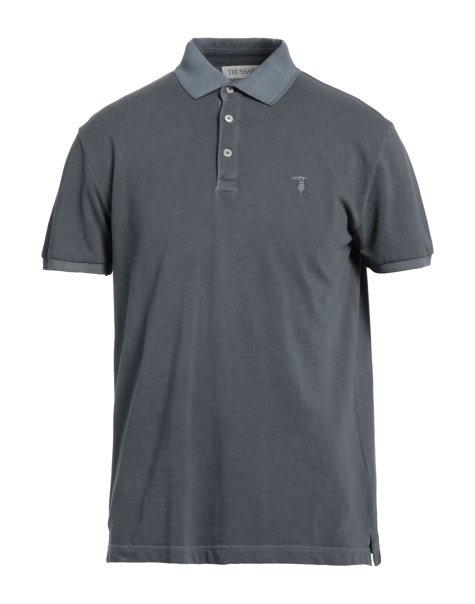 Shop Trussardi Man Polo Shirt Slate Blue Size 3xl Cotton