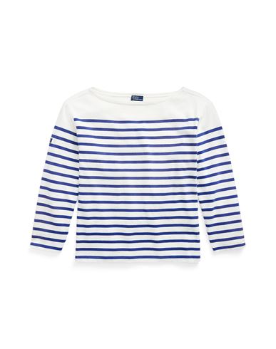 Polo Ralph Lauren Striped Boatneck Jersey Tee Woman T-shirt Blue Size Xs Cotton