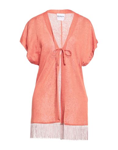 Pepita Woman Cardigan Orange Size 12 Linen, Elastane