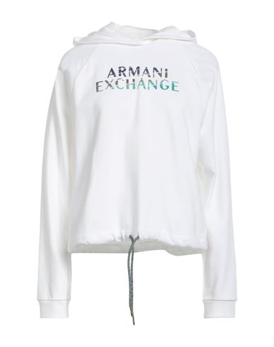 Armani Exchange Woman Sweatshirt White Size L Cotton, Viscose, Elastane
