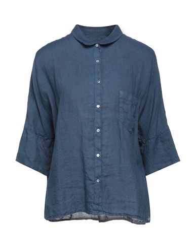 120% Woman Shirt Navy Blue Size 10 Linen