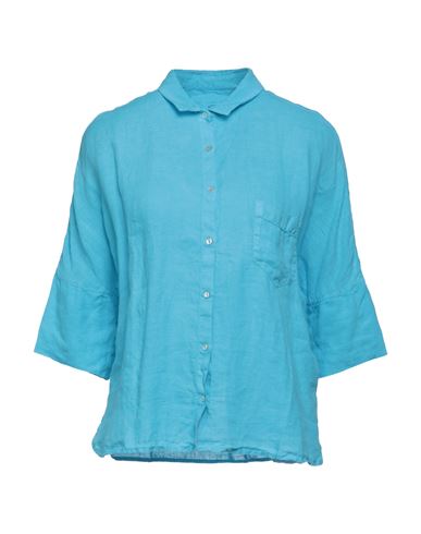 120% Woman Shirt Light Blue Size 2 Linen